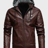 Daniel - kurtka z kapturem z efektem skóry z zamkiem