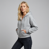 Bluza z kapturem w kroju oversize, krótka, z zamkiem błyskawicznym i kieszeniami dla kobiet