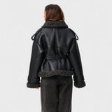 Elvira - Płaszcz z Wełny Owczej z Paskiem