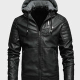 Daniel - kurtka z kapturem z efektem skóry z zamkiem