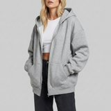 Bluza z kapturem oversize z zamkiem błyskawicznym, regulowanym sznurkiem i kieszeniami dla kobiet