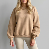 Sweter damski oversize z okrągłym dekoltem i balonowymi rękawami
