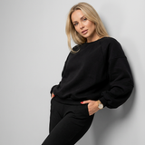 Sweter damski oversize z okrągłym dekoltem i balonowymi rękawami
