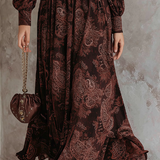 Marlena - Sukienka Maxi z Paisley i Zippem w Talii