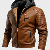 Daniel - kurtka z kapturem z efektem skóry z zamkiem