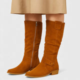 BelleVie - Eleganckie Botki ze Skóry Zamszowej