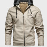 Daniel - kurtka z kapturem z efektem skóry z zamkiem