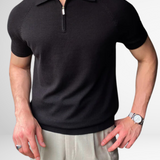 Santoni – Męska koszulka polo z półzamkiem i kontrastowym wykończeniem