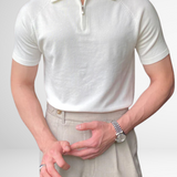 Santoni – Męska koszulka polo z półzamkiem i kontrastowym wykończeniem