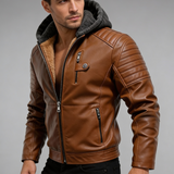 Daniel - kurtka z kapturem z efektem skóry z zamkiem