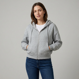 Bluza z kapturem w kroju oversize, krótka, z zamkiem błyskawicznym i kieszeniami dla kobiet